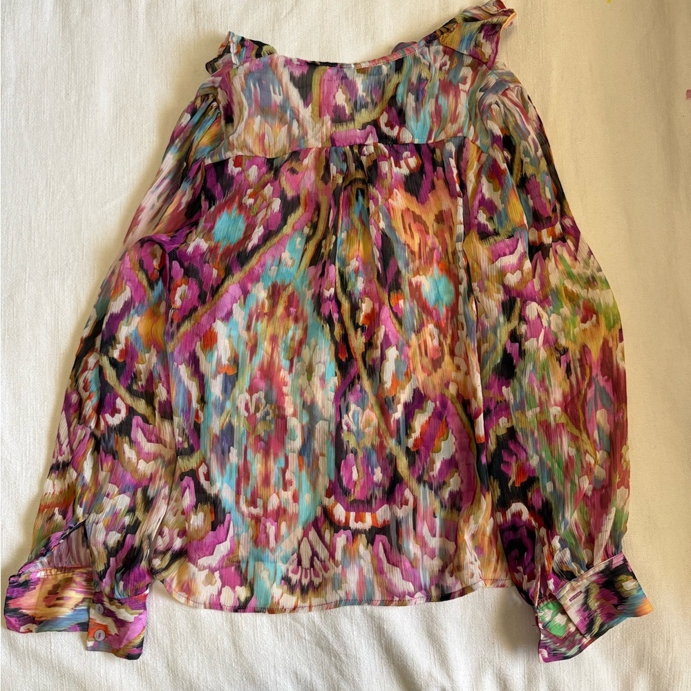 Zara Sheer Ruffle Blouse XS - Picture 3 of 6